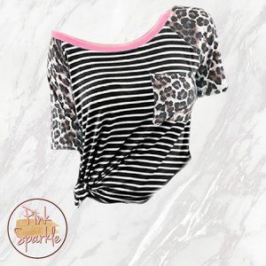 Women's Leopard Raglan Top Size Large